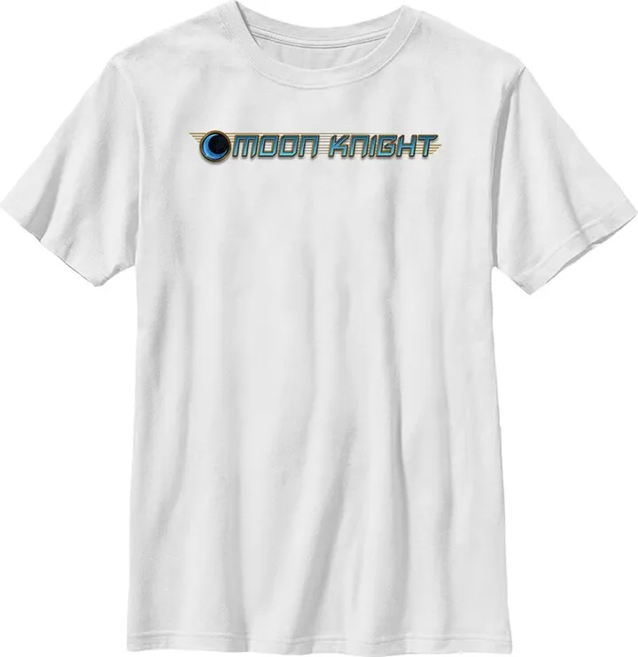 Boy's Marvel: Moon Knight Blue Horizontal Logo T-Shirt - White - Small