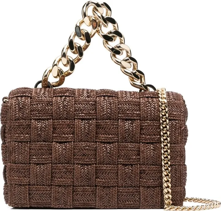 Interwoven-Design Raffia Tote Bag