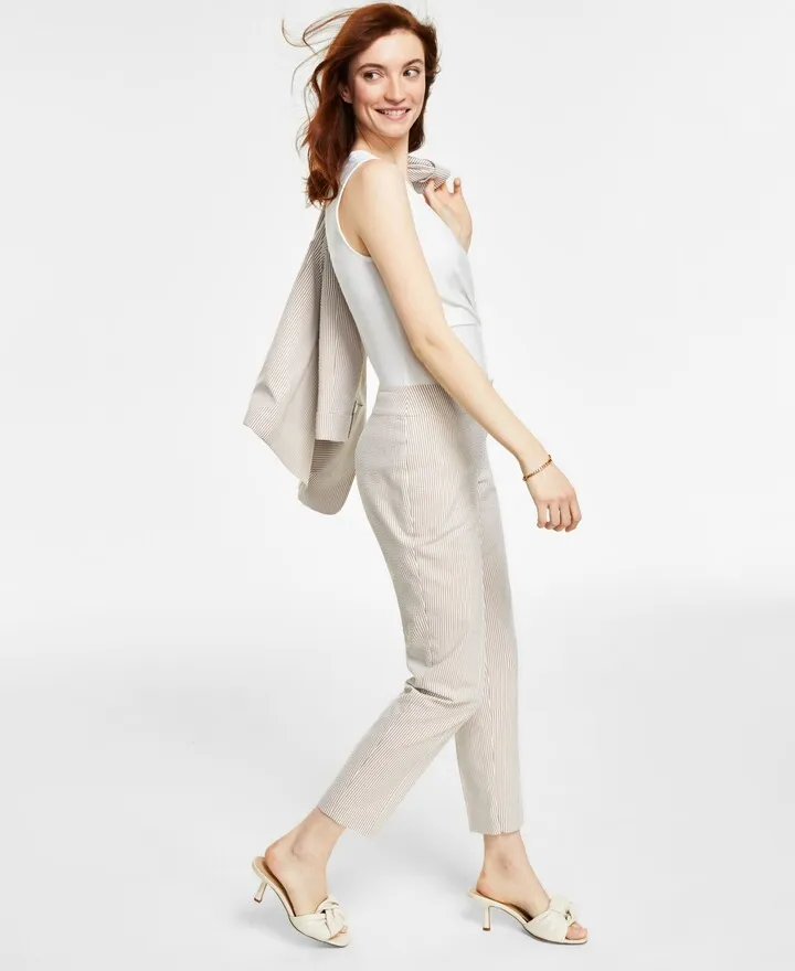 Kasper Women's Seersucker Striped Straight-Leg Pants