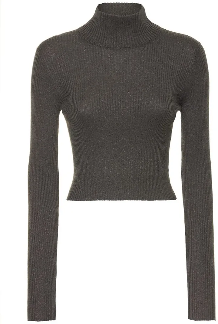 Cashmere blend rib knit crop top