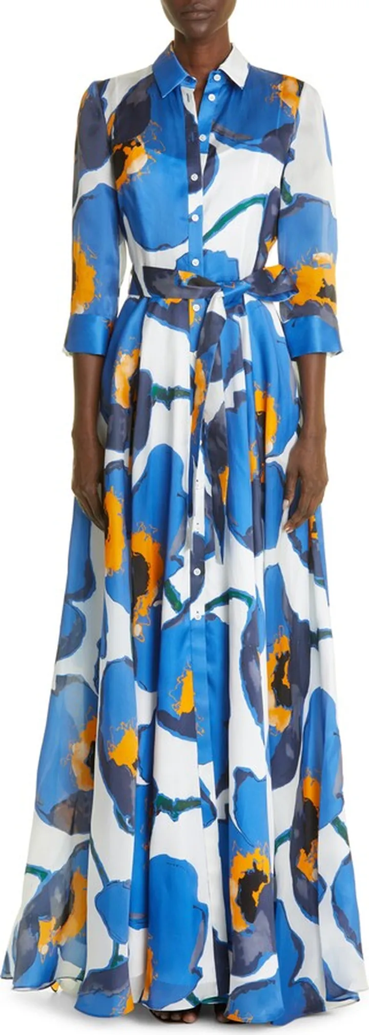 Print Silk Trench Gown