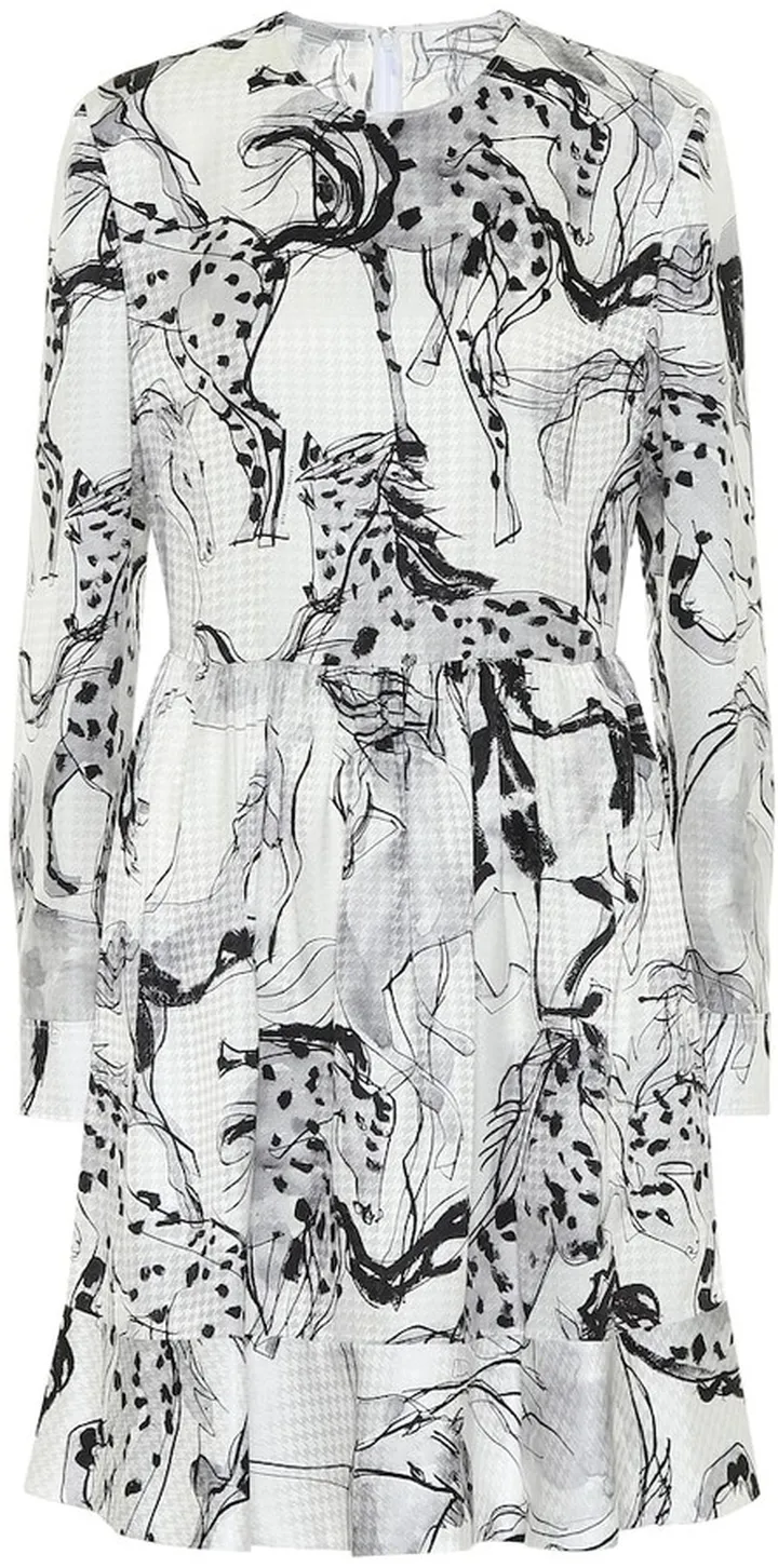 Kalyn printed silk-jacquard dress