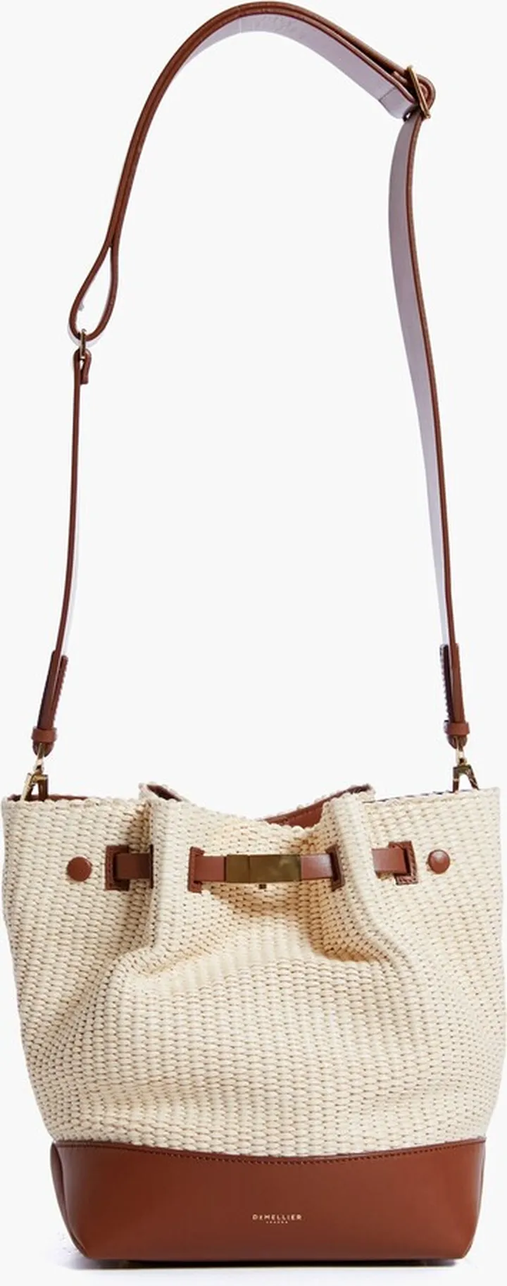 Tan Natural Raffia New York Bucket Bag