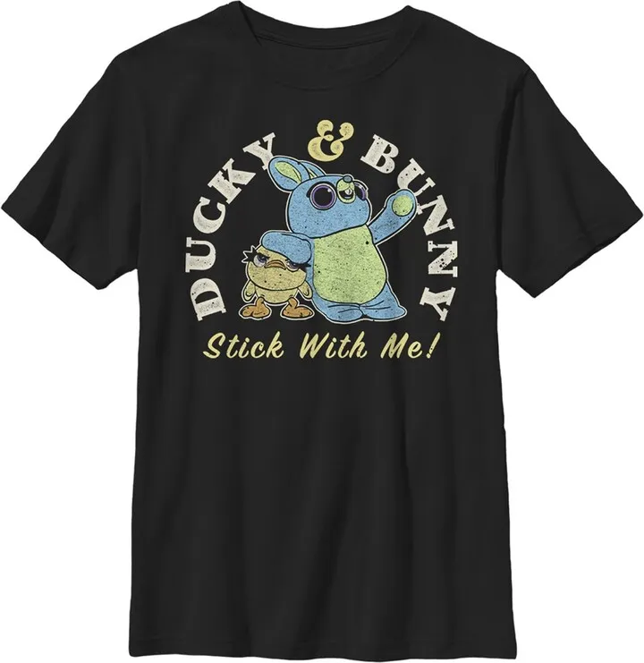 Boy's Toy Story Ducky & Bunny Stick With It Motto T-Shirt - Black - X Small