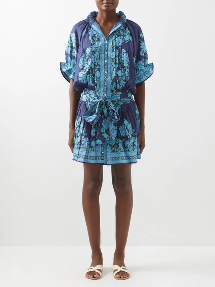 Floral-print Cotton Mini Dress