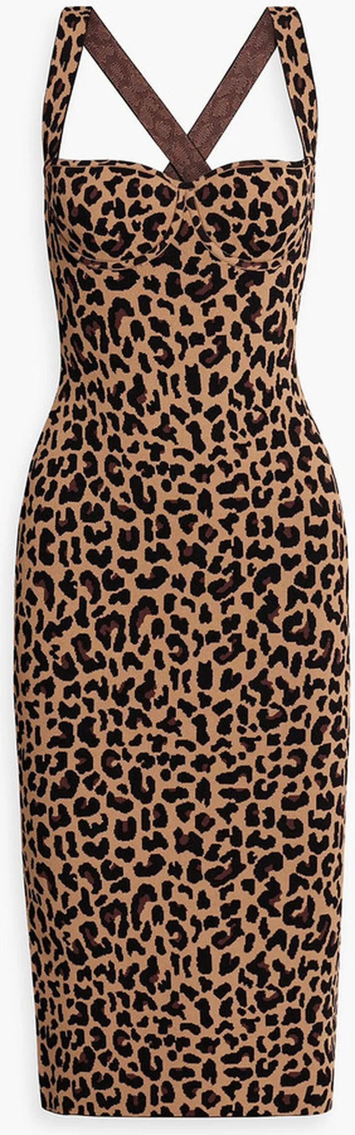 Leopard-print stretch-knit midi dress