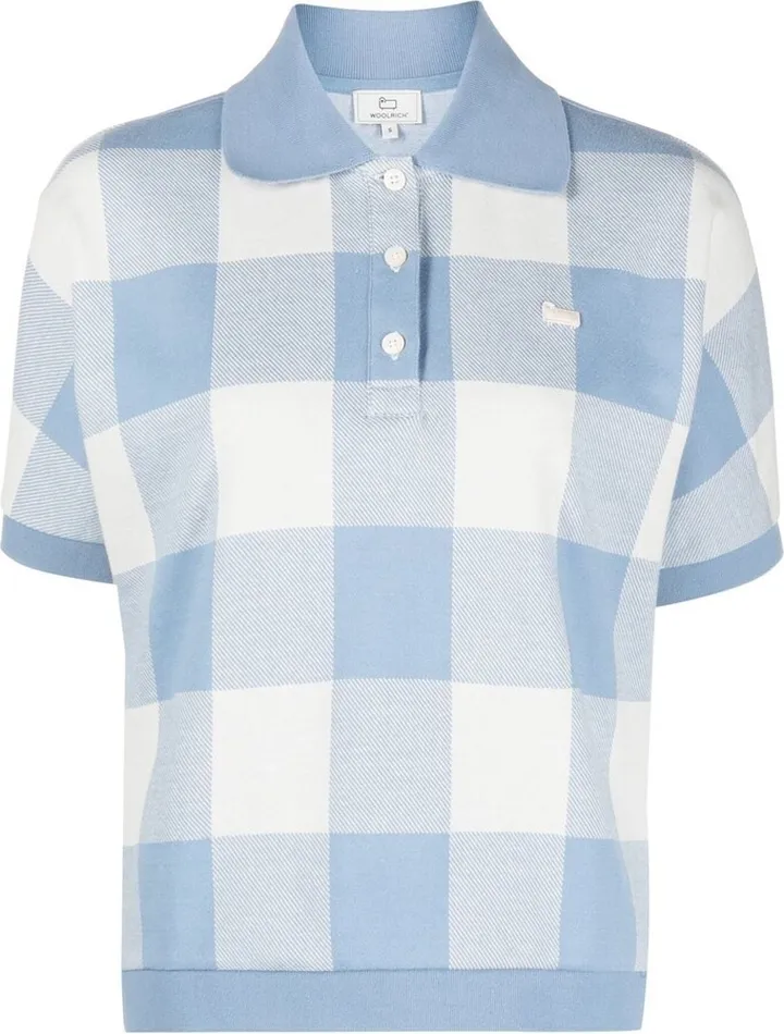 Logo-Embroidered Plaid-Pattern Polo Top