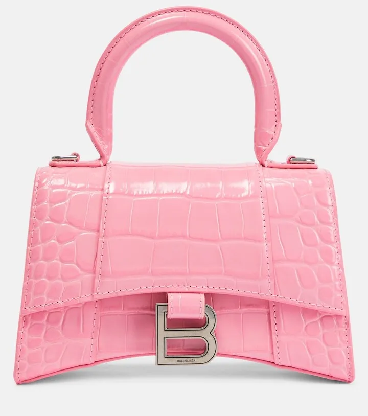 Hourglass croc-effect leather tote bag