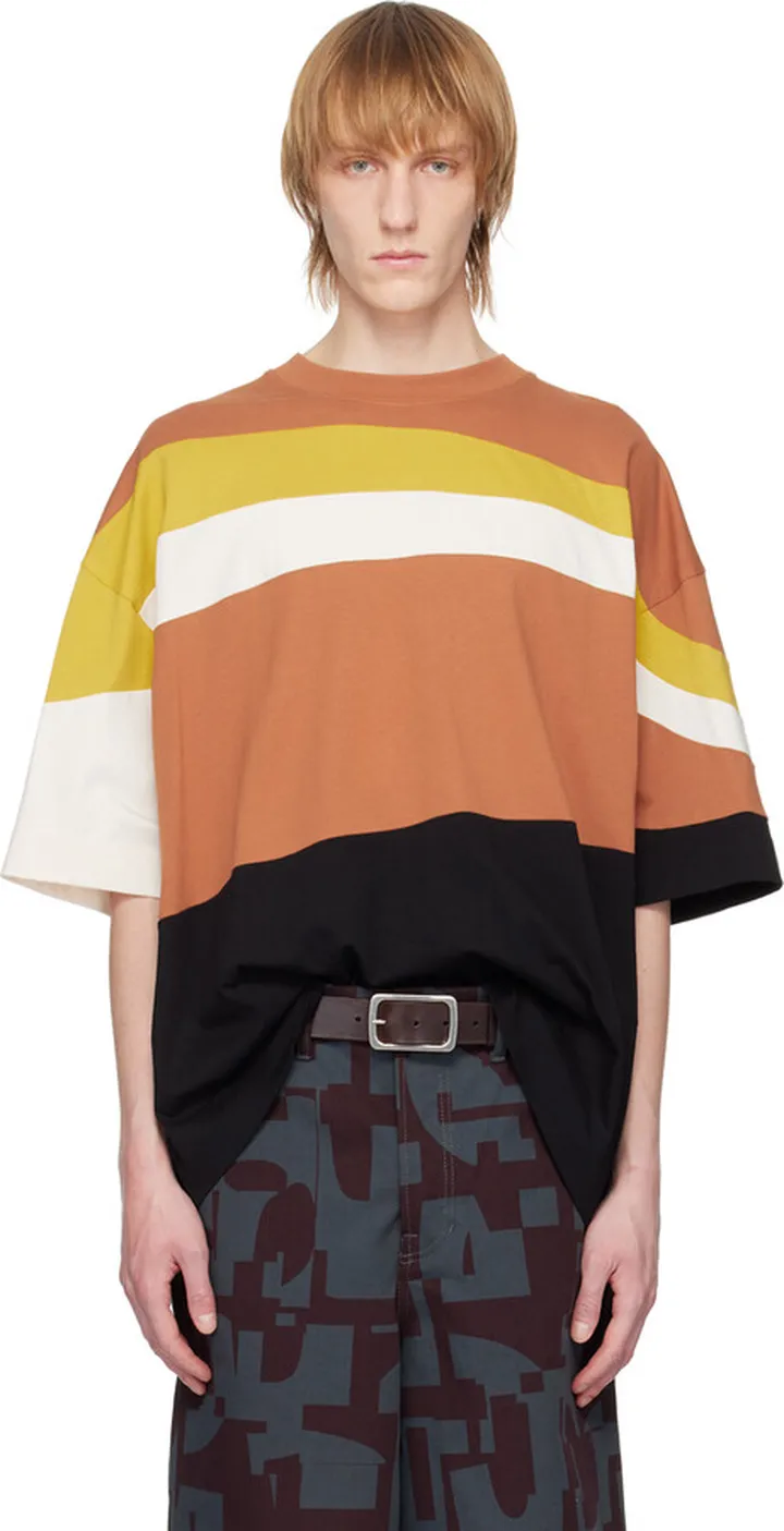 Dries Van Noten Orange Striped T-Shirt