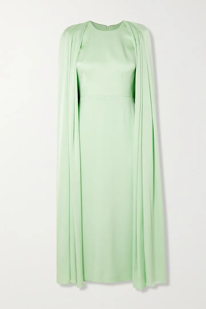 Alex Perry - Beckett Cape-effect Satin-crepe Midi Dress - Green