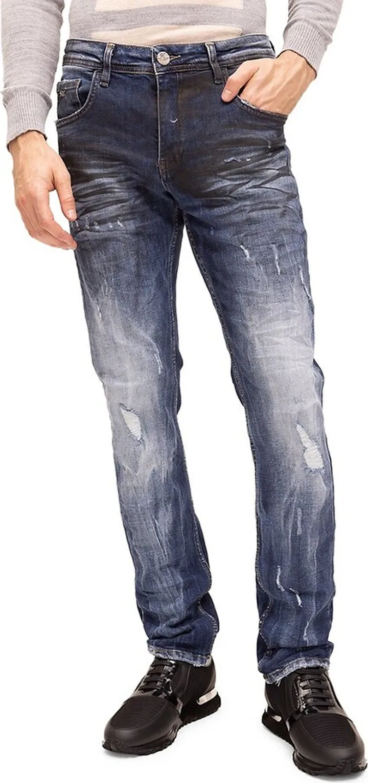 Oil Slicked Distressed Jeans