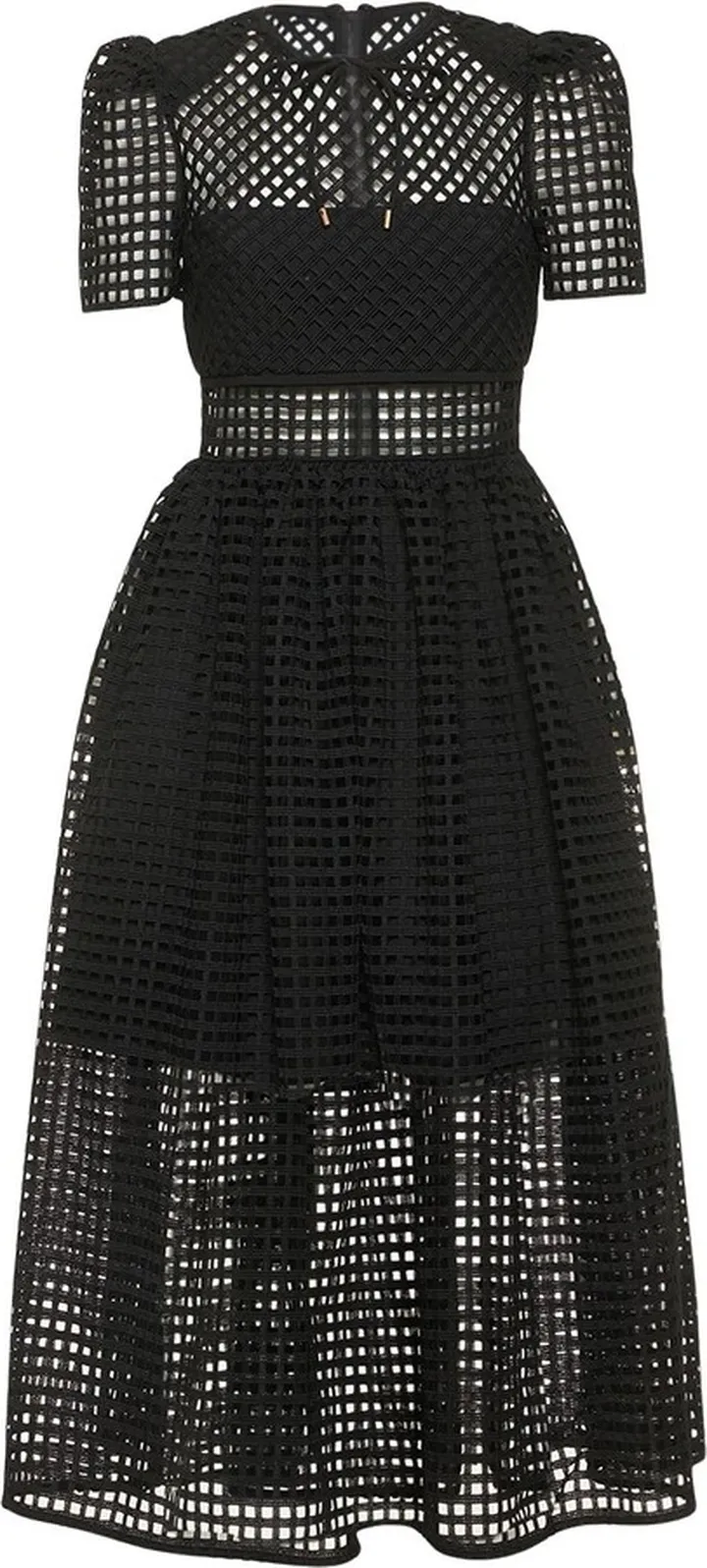 Grid lace midi dress