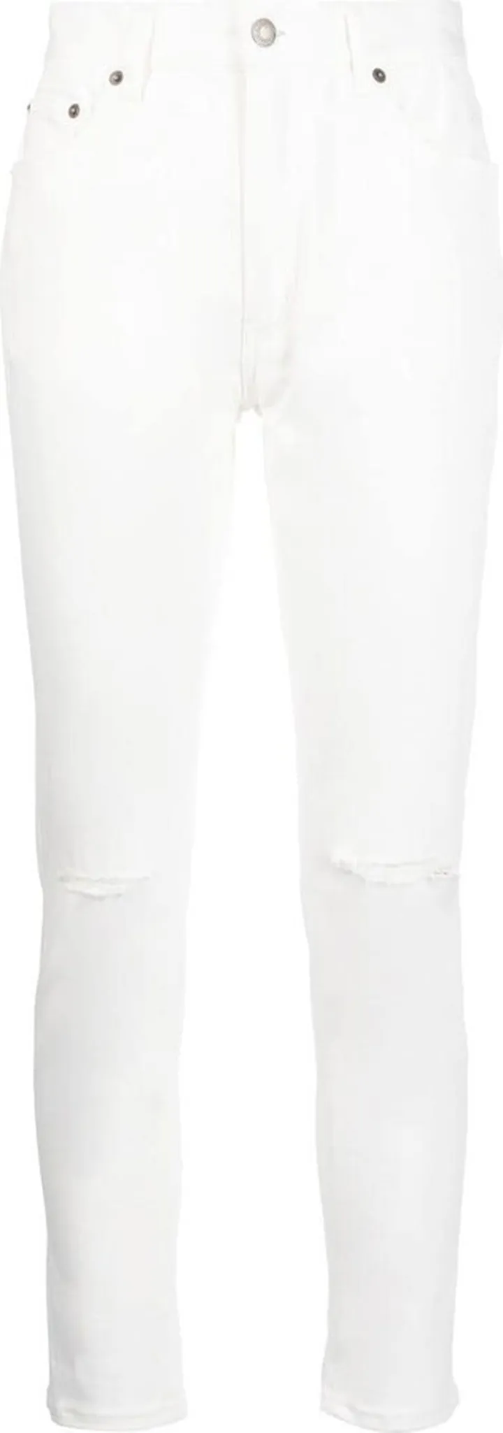 Distressed-Finish Slim-Cut Trousers