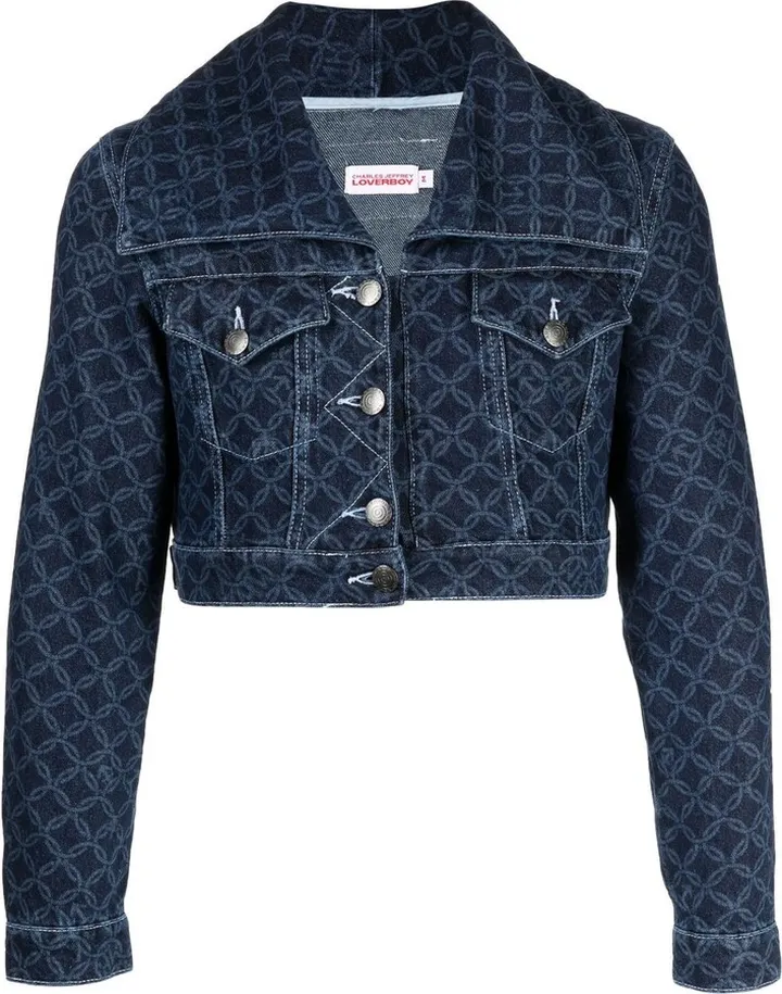 All-Over Graphic-Print Denim Jacket