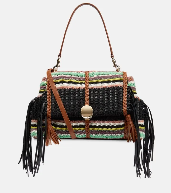 Penelope Medium leather-trimmed shoulder bag