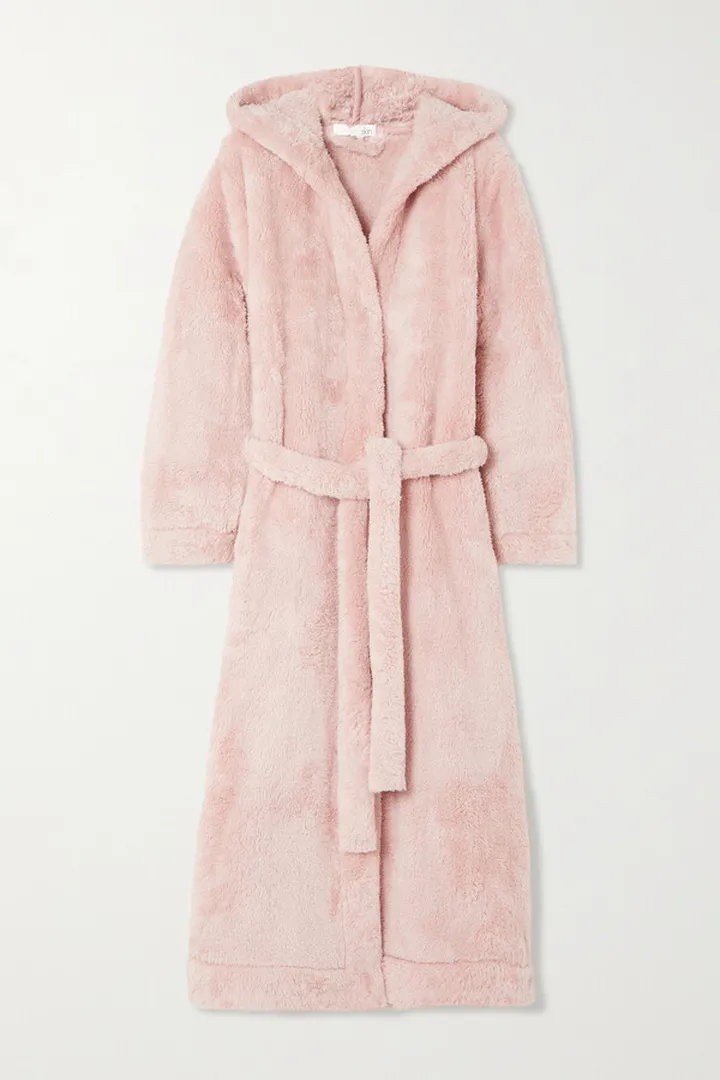 Skin - Wynter Hooded Recycled Faux Fur Robe - Pink
