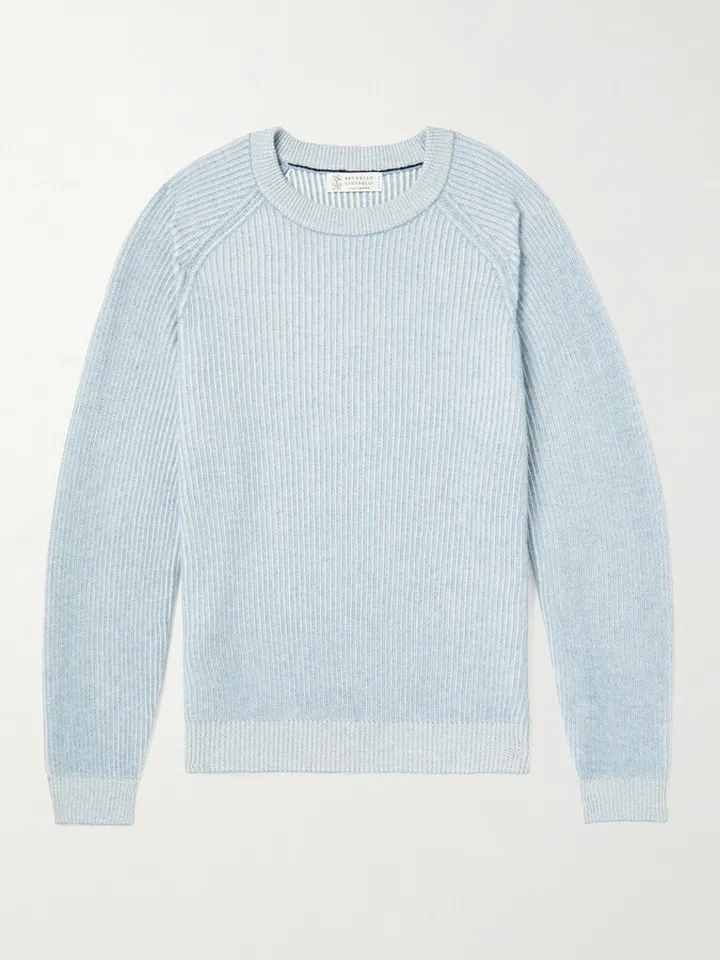 Striped Ribbed Cashmere Sweater