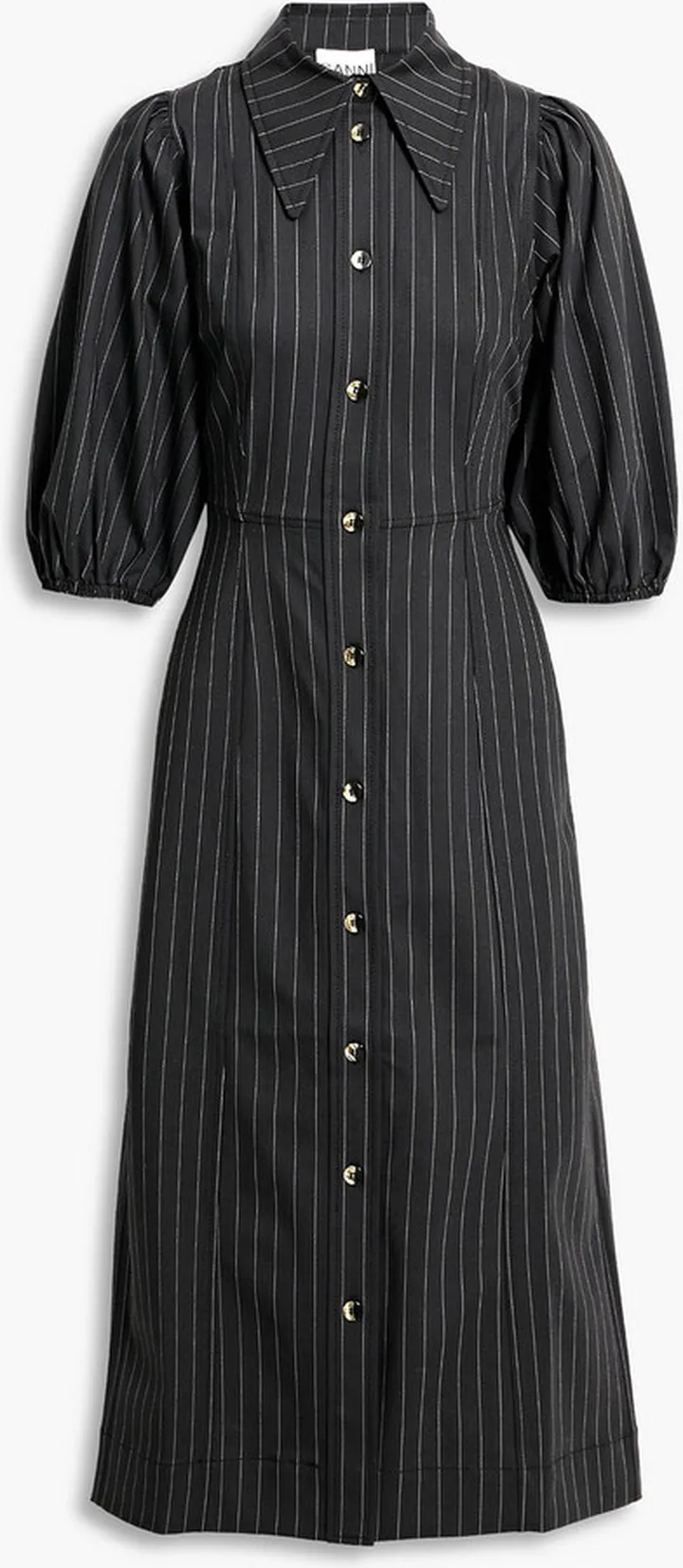 Pinstriped twill midi dress