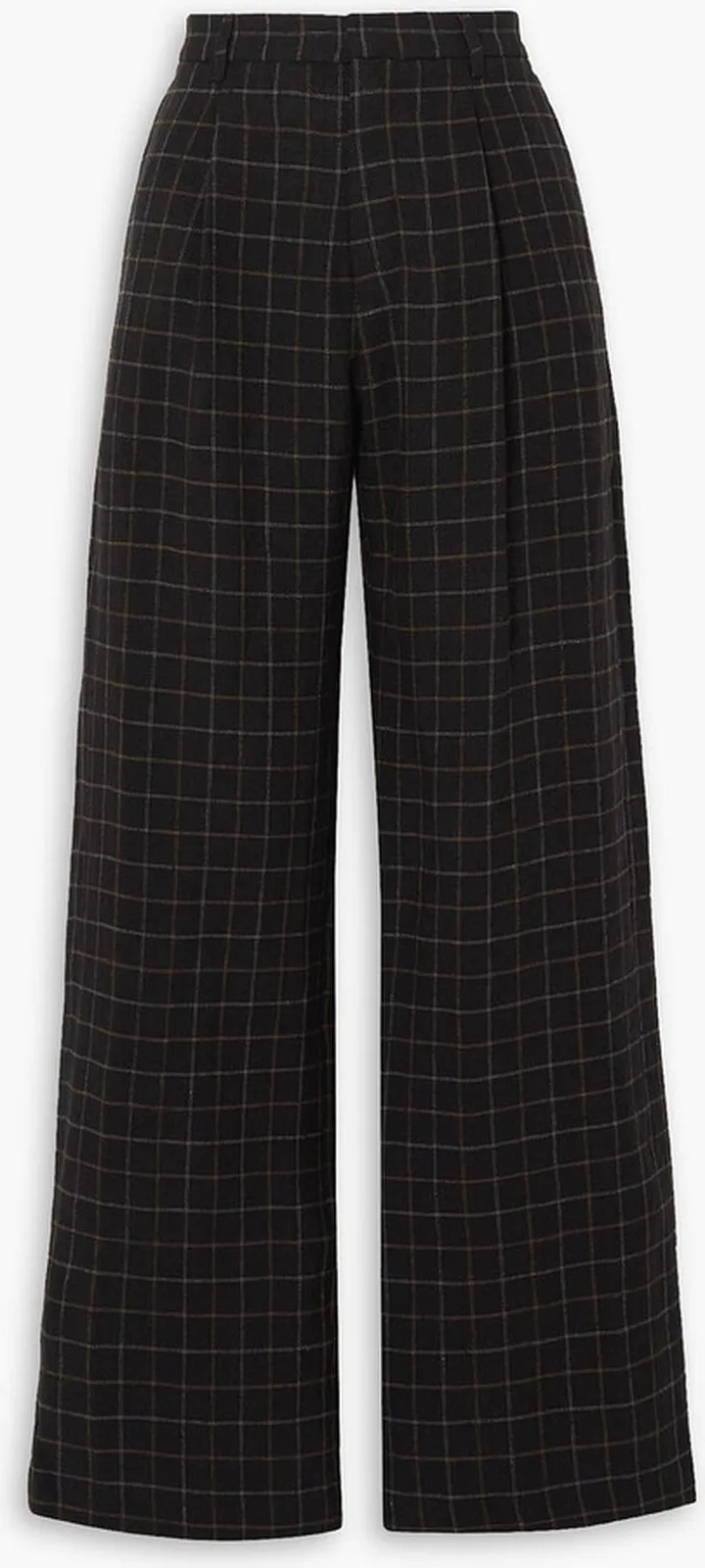 Checked linen wide-leg pants