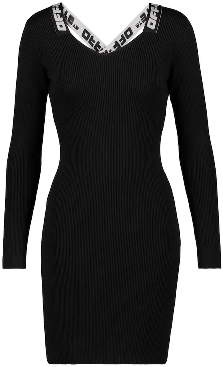 Logo ribbed-knit minidress