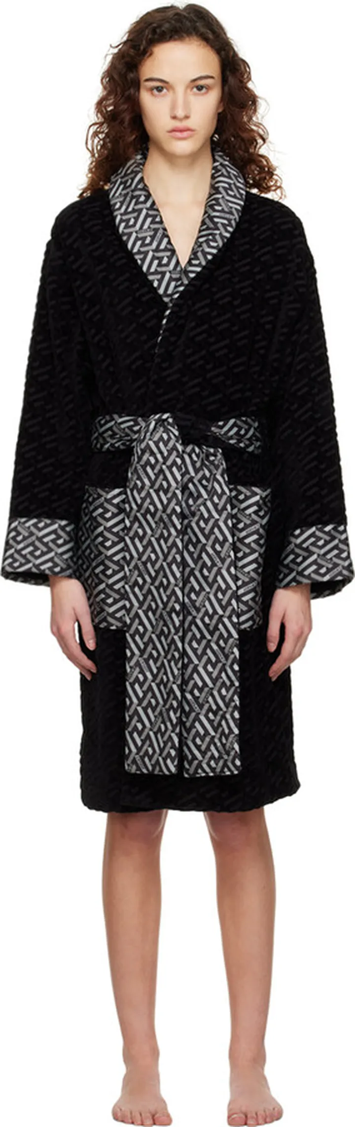 Versace Underwear Black Graphic Robe