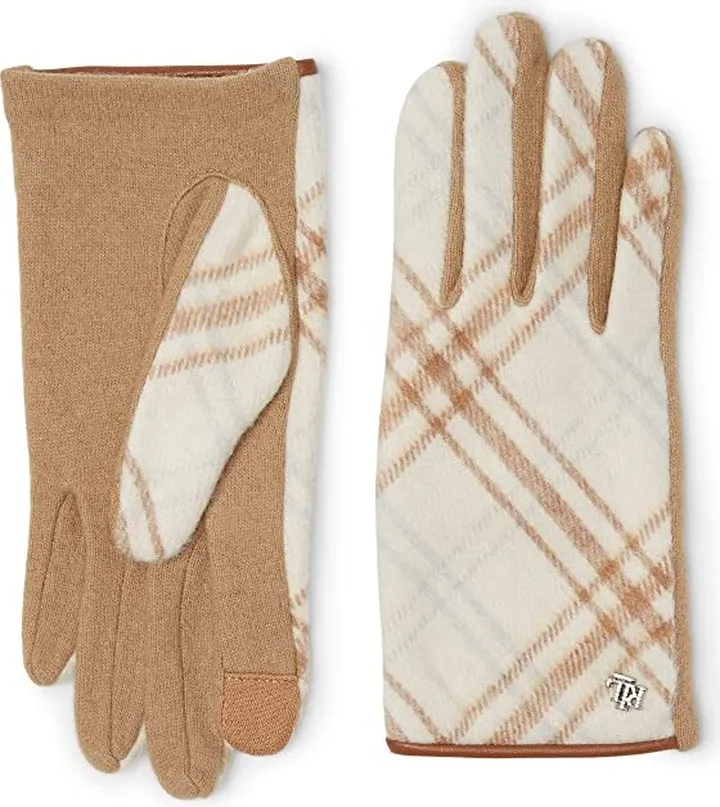 LAUREN Ralph Lauren Holiday Plaid Gloves with Crystal (Cream Multi Plaid) Liner Gloves
