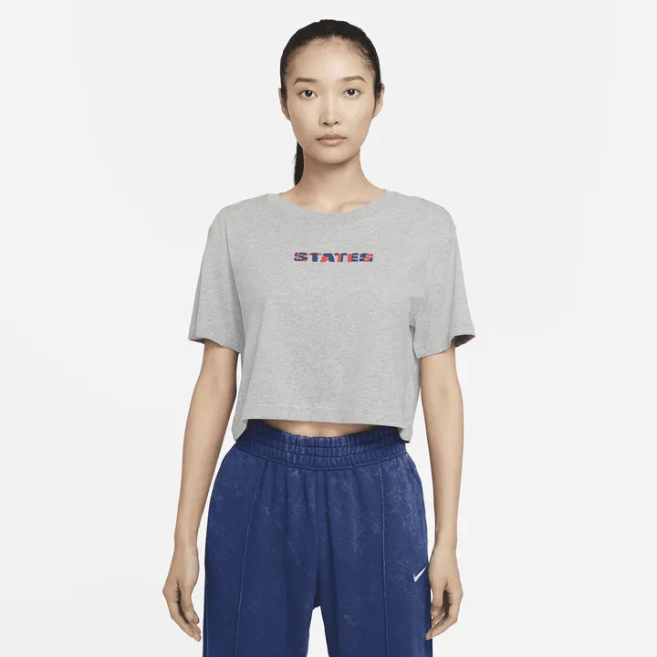 Nike Women's U.S. Crop Soccer T-Shirt in Grey