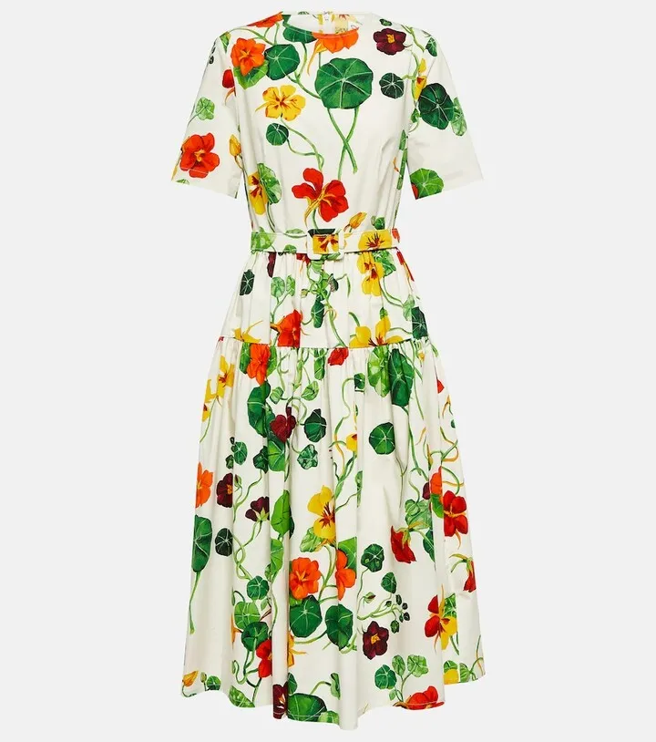 Nasturtium cotton-blend poplin midi dress