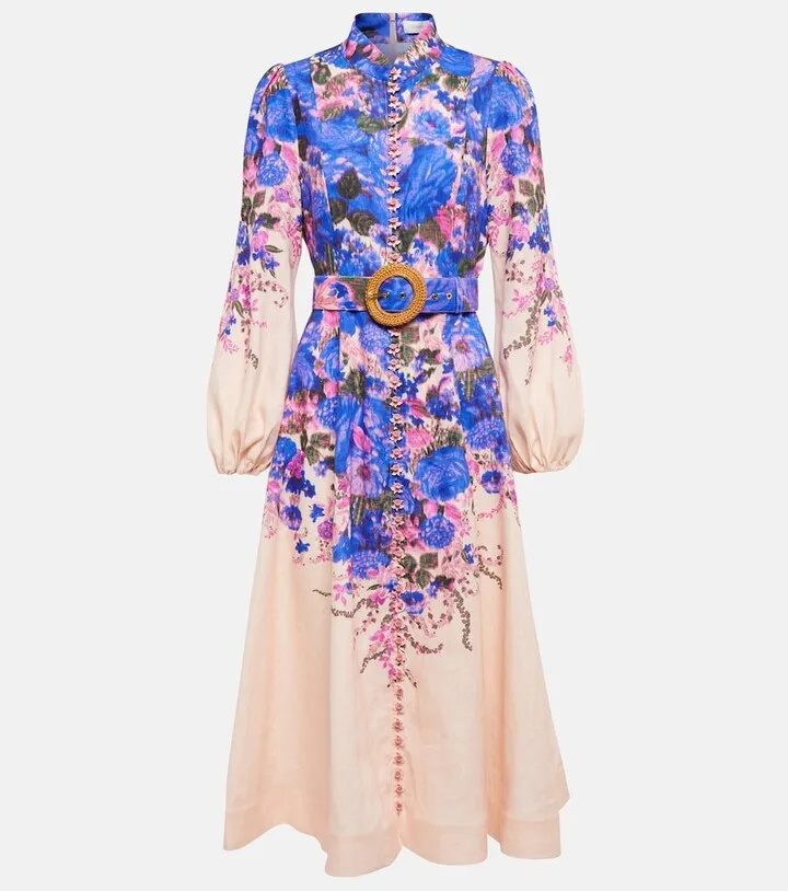 High Tide floral linen midi dress