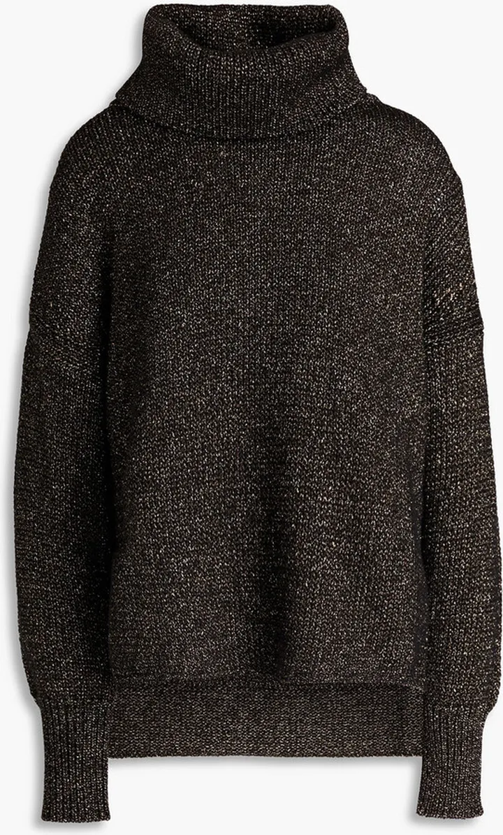 Metallic cotton-blend turtleneck sweater