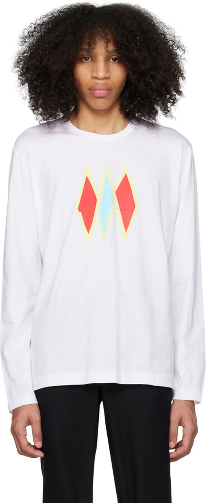 Comme des Garçons Homme Plus White Graphic Long Sleeve T-Shirt