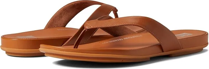 FitFlop Gracie Leather Flip-Flops (Light Tan) Women's Shoes