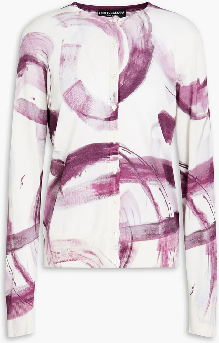 Printed silk cardigan