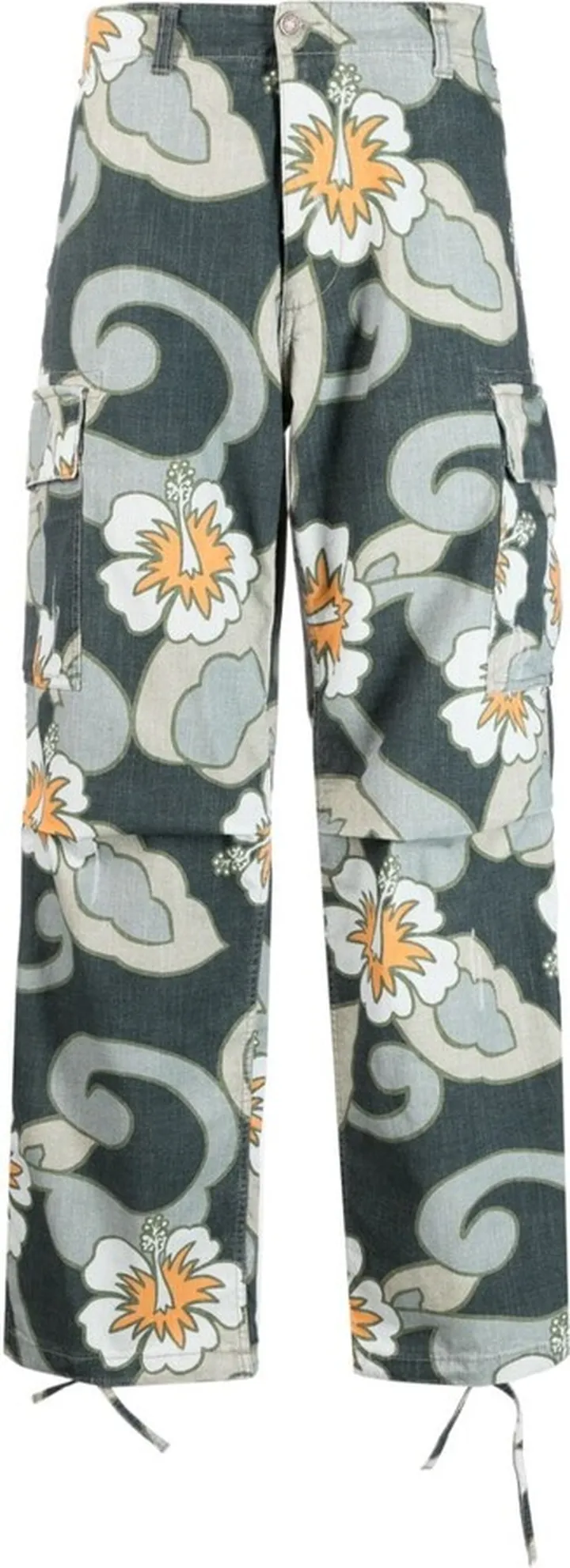 Printed Straight-Leg Cargo Trousers