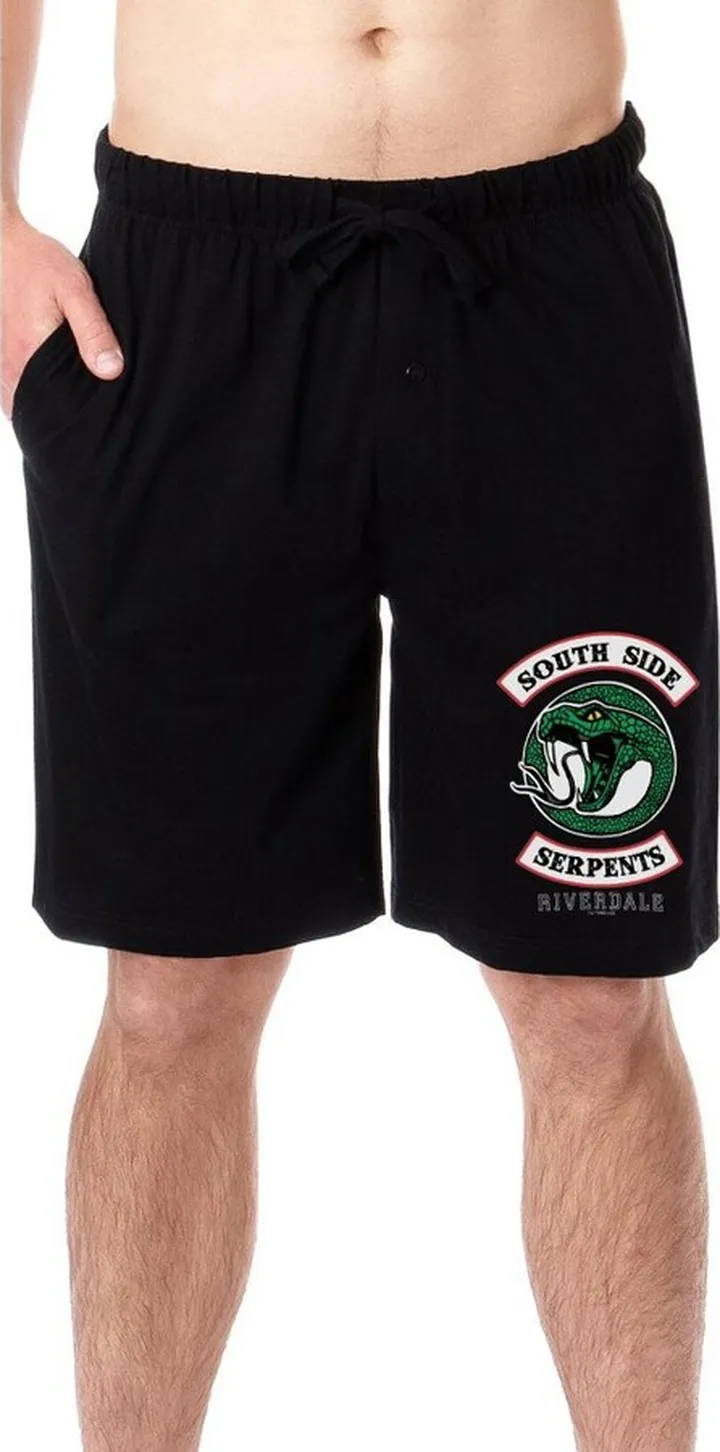Riverdale Mens' TV Show Series Southside Serpents Sleep Pajama Shorts (X-Large) Black
