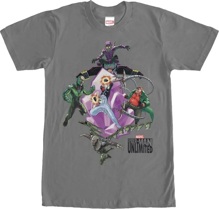 Men's Marvel Spider-Man Unlimited Villains T-Shirt - Charcoal - 2X Large