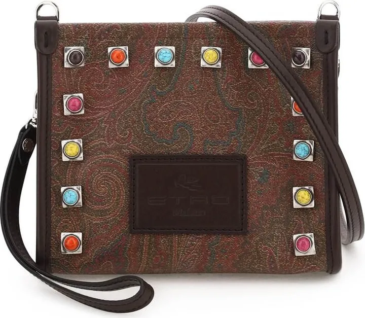 Paisley Crossbody Bag With Studs & Stones
