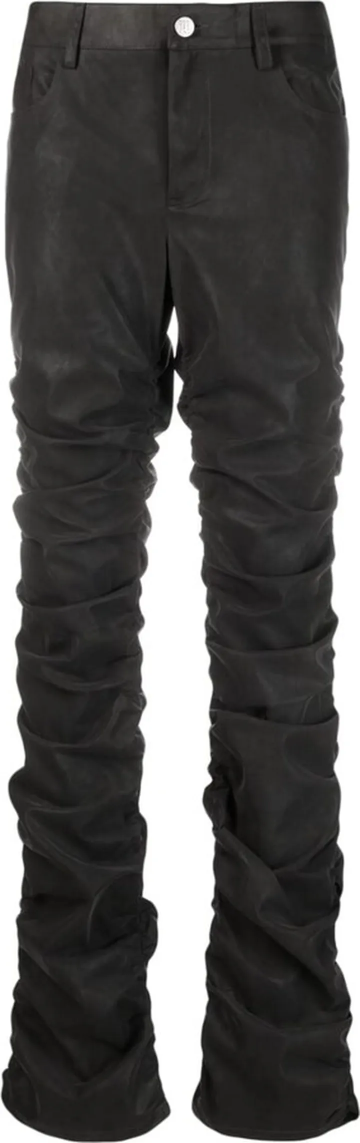 Ruched Vegan Leather Trousers