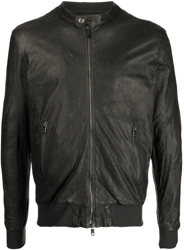 Zip-Fastening Leather Jacket