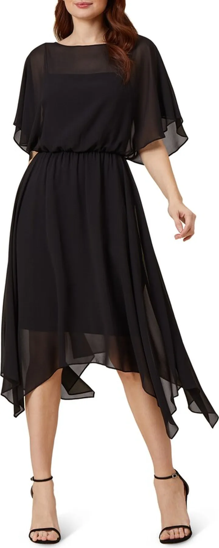 Chiffon Popover Handkerchief Hem Dress