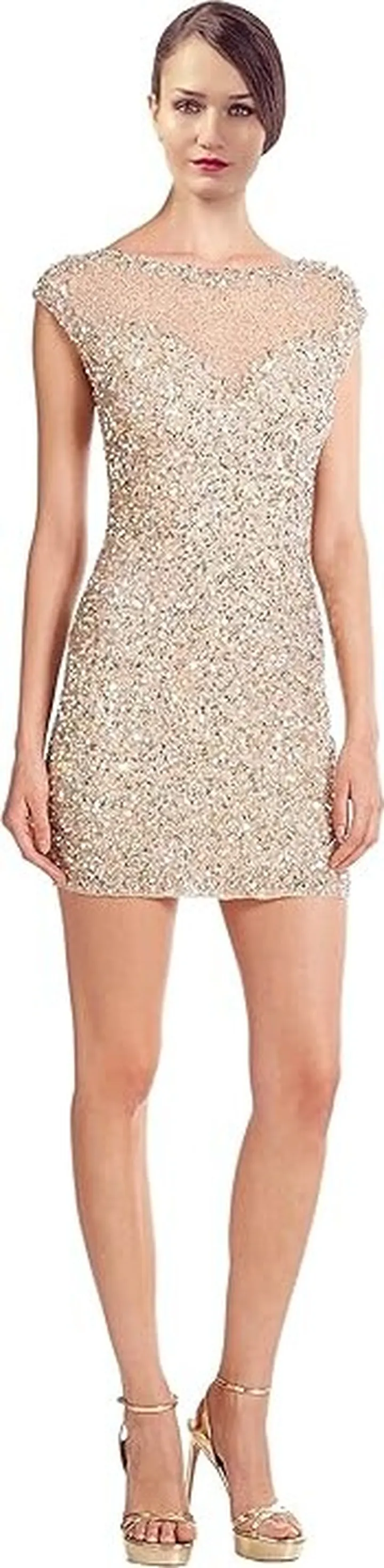 Parker Women's Montclair Sequin Bodycon Mini Dress (Nude) Women's Dress