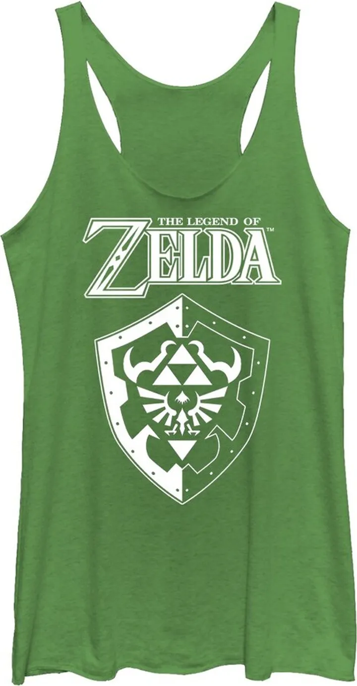 Women's Nintendo Legend of Zelda Shield Racerback Tank Top - Envy Green - Medium