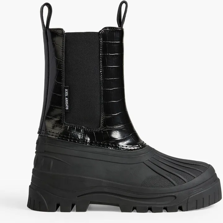 Cryo rubber and glossed croc-effect leather Chelsea boots