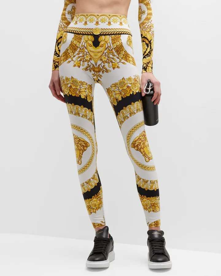 Barocco-Print Active Leggings