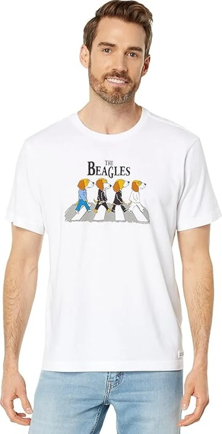 Life is Good The Beagles Crusher Tee (Cloud White) Men's Clothing