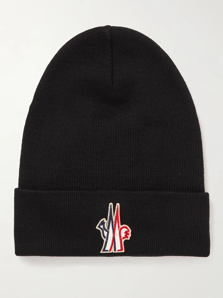 Appliquéd Ribbed Wool Beanie