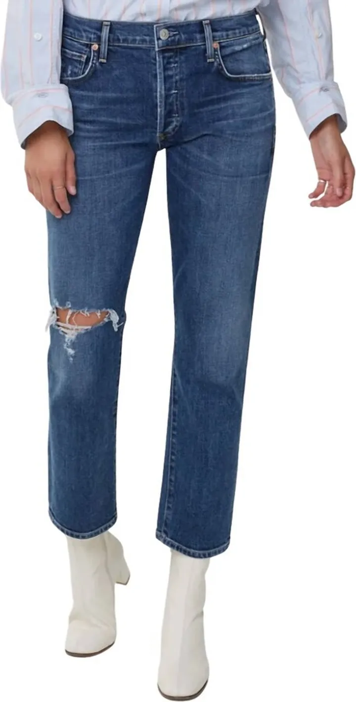 Emerson Distressed Slim Boyfriend Denim in Tempo