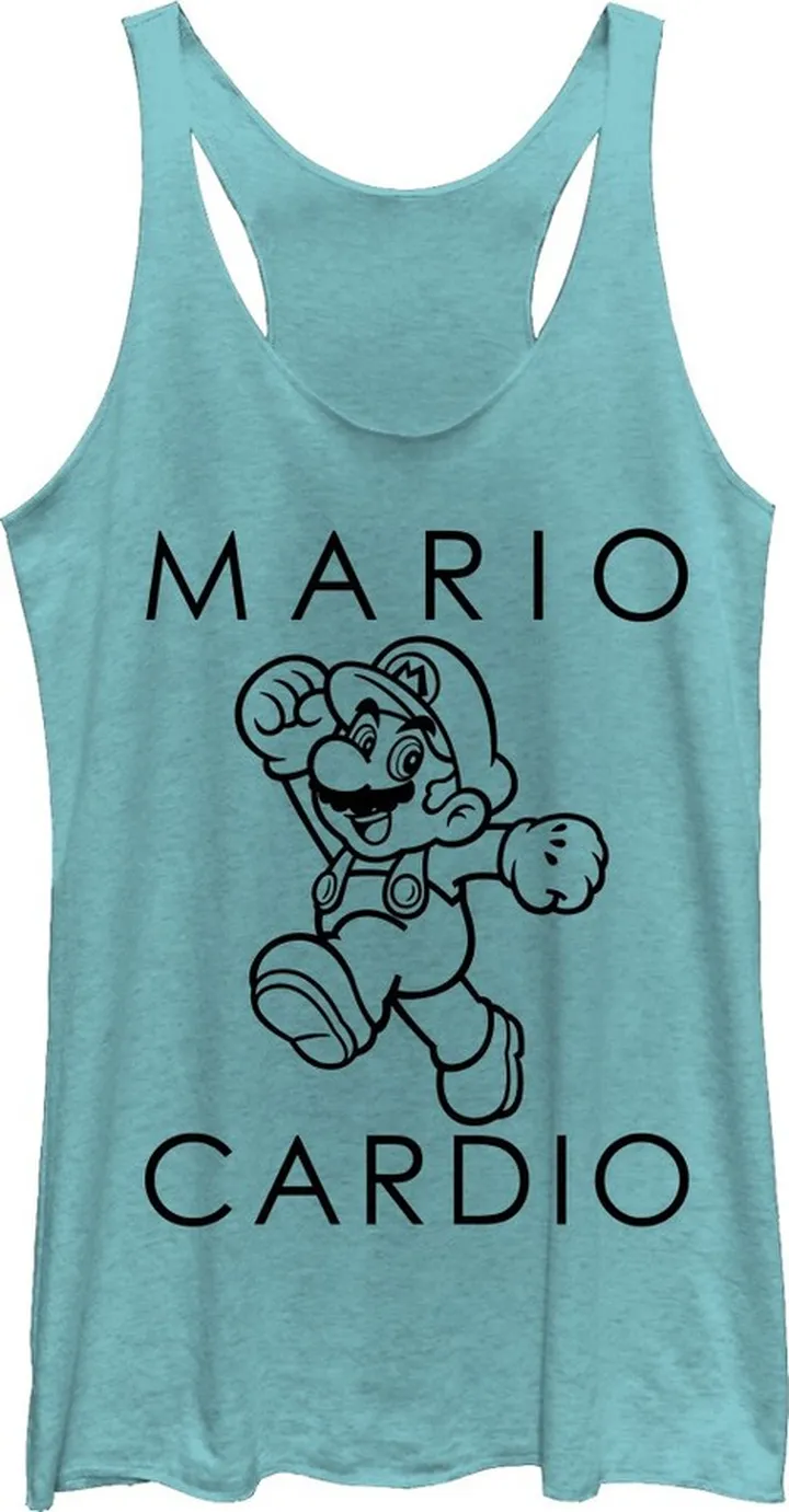 Women's Nintendo Mario Cardio Racerback Tank Top - Tahiti Blue - Small
