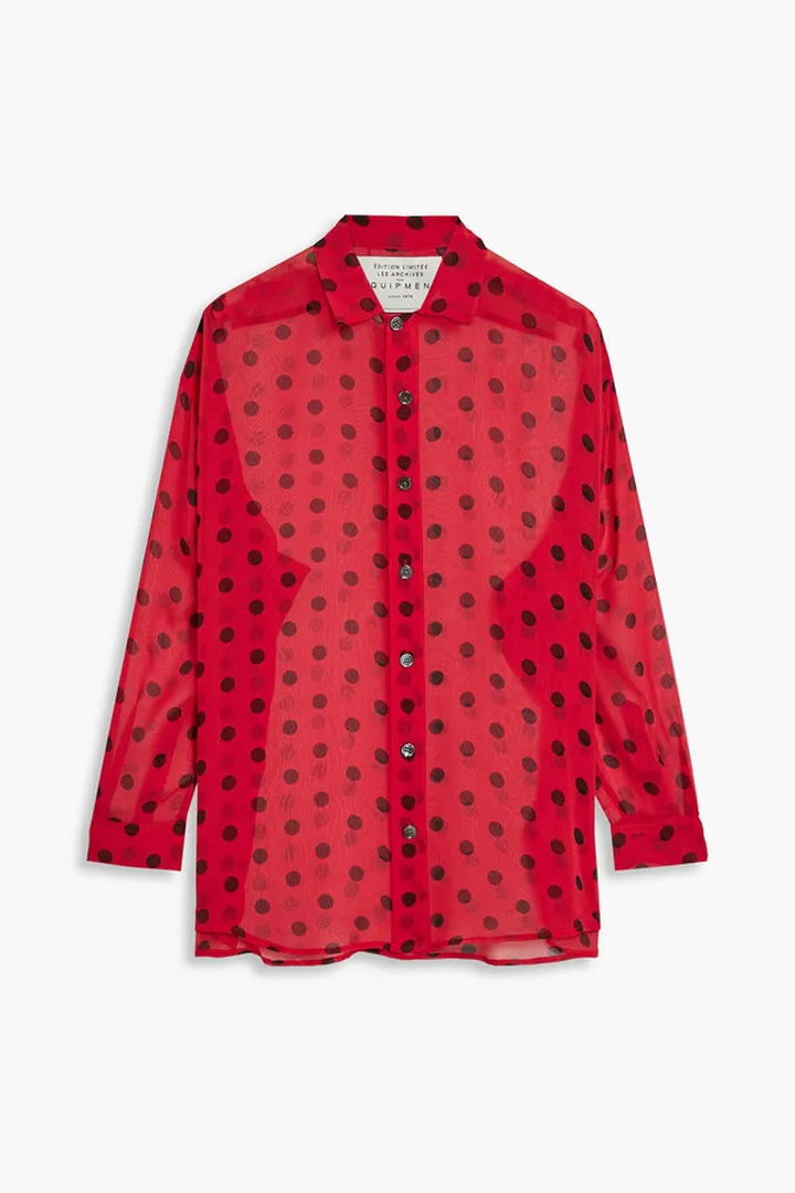 Polka-dot silk-crepe shirt