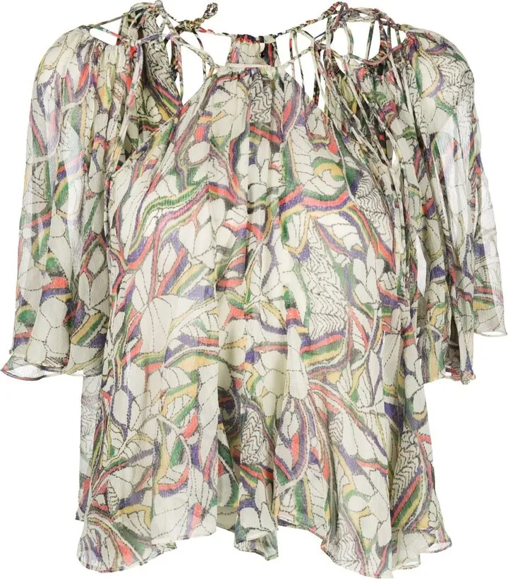 Halterneck Draped Silk Blouse